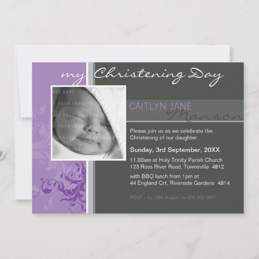 PHOTO CHRISTENING INVITATIONS :: posh 3L (Devant)