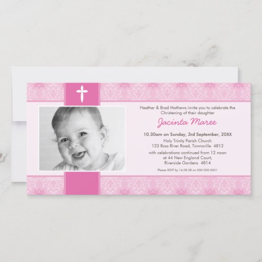 PHOTO CHRISTENING INVITATIONS : pretty 2L (Devant)