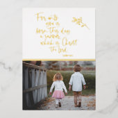 Photo Christian Gold Foil Carte de Noël (Recto)