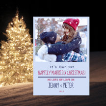Photo Christmas Card Just Married 1st Christmas