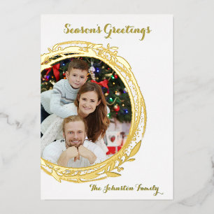 Photo Circle Gold Christmas Folie Feestdagenkaart