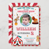 Photo Circus invitation anniversaire Vintage Circu (Devant / Derrière)