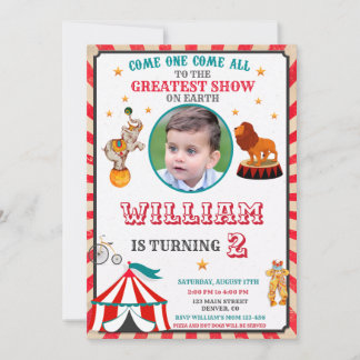 Photo Circus invitation anniversaire Vintage Circu