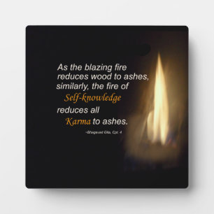 Photo Citation Karma Blazing Fire Self Knowledge Plaque