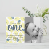 Photo citron & feuille 1er anniversaire Invitation (Debout devant)
