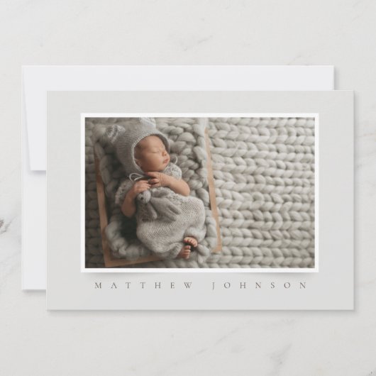 Photo classique simple | Invitation Baptême garçon (Devant)