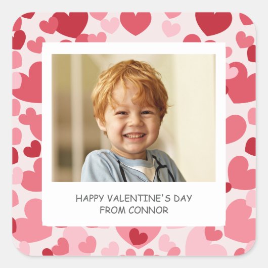 Photo Classroom Valentine Personalized Vierkante Sticker (Voorkant)