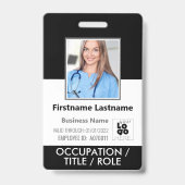 Photo, Code-barres, Nom du personnel et Logo Badge (Avant)