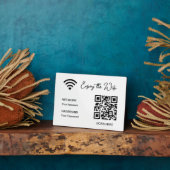Photo Code QR Blanc Profitez Du Wifi Plaque de Table (Côté)