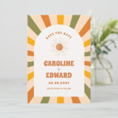 Photo Code QR Save the Date Rainbow Ondulé Groovy (Debout devant)