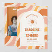 Photo Code Qr Save the Date Rainbow Wavy Groovy (Devant / Derrière)