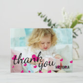 Photo Cœurs roses - Carte plate Merci (Debout devant)