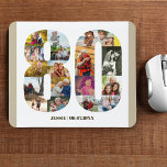 Photo Collage 80e anniversaire Numéro 80 personnal<br><div class="desc">Créez votre propre tapis de souris personnalisé pour un cadeau unique de 80e anniversaire. Le collage photo numéro 80 est sur un arrière - plan blanc avec des bordures de flocons d'avoine beige neutre et une typographie moderne en bronze. Le design comprend jusqu'à 18 photos différentes - de différentes formes...</div>