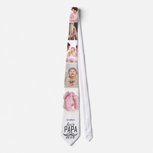 Photo Collage Best Papa Ever Cravate blanc (Devant)