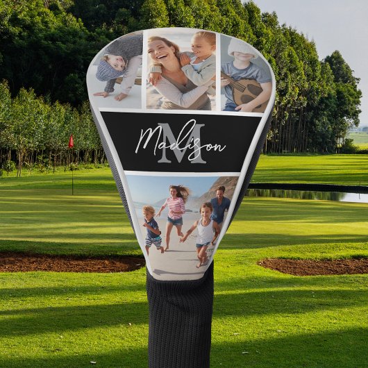 Photo Collage Black Monogram Golfheadcover
