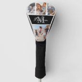 Photo Collage Black Monogram Golfheadcover (Voorkant)