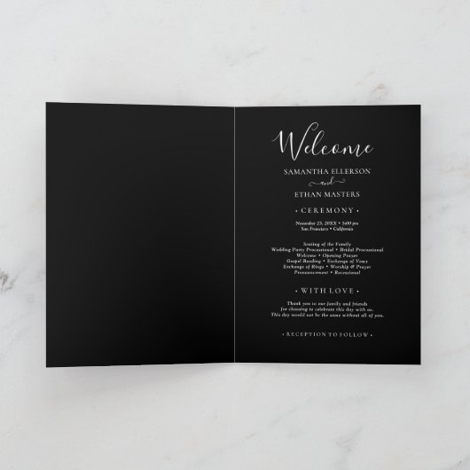 Photo Collage Black Wedding Programme (Intérieur)