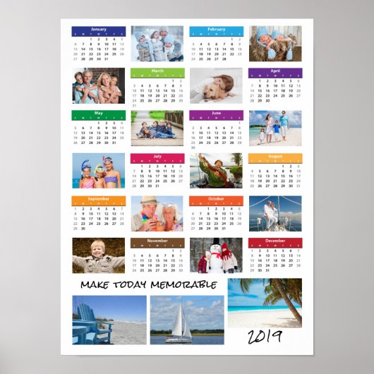 Photo Collage Calendar 2019 | Uw Gezegde Poster (Voorkant)