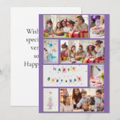Photo Collage Carte Anniversaire - Purple 7 Cadres (Devant / Derrière)