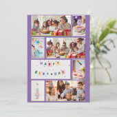 Photo Collage Carte Anniversaire - Purple 7 Cadres (Debout devant)