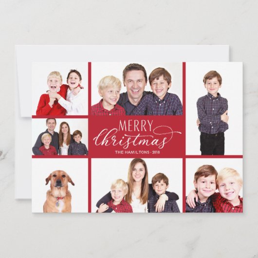 Photo Collage Cartes de Noël 7 Photos Script chic (Devant)