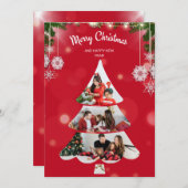 Photo Collage Christmas Tree Invitation de vacance (Devant / Derrière)