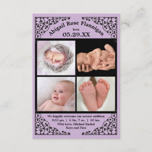 Photo Collage dentelle violette - 3x5 Faire-part d