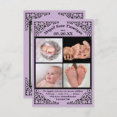 Photo Collage dentelle violette - 3x5 Faire-part d (Devant / Derrière)