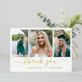 Photo Collage Elegant Graduation Carte de remercie (Debout devant)