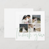 Photo Collage Elegant Sage Mariage Carte de remerc (Devant / Derrière)