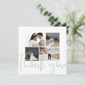 Photo Collage Elegant Sage Mariage Carte de remerc (Debout devant)