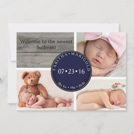 Photo Collage Faire-part de naissance neutre en bo (Devant)