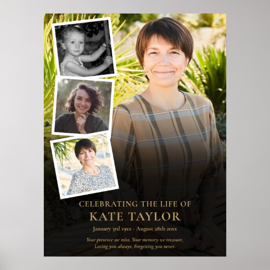 Photo Collage Funeral Celebration Of Life SIgn Poster (Voorkant)