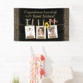 Photo Collage Gold Glitter Sweet 16 Verjaardag Spandoek (Insitu)
