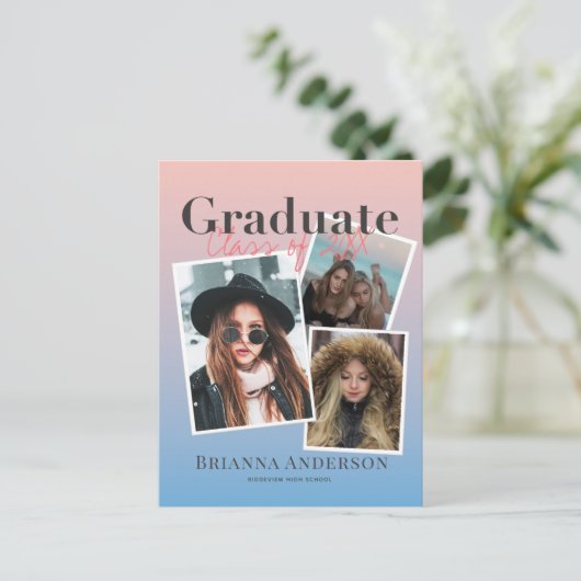 Photo Collage Gradient Afstuderen aankondiging (Staand voorkant)