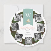 Photo Collage Green Wreath Carte de vacances blanc (Devant)