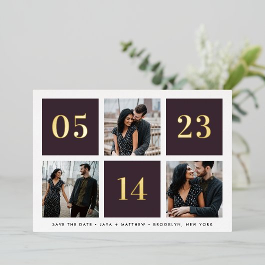 Photo Collage Grille Foil Enregistrer la carte Dat (Debout devant)