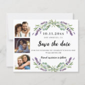 Photo collage lavande mariage Enregistrer la carte (Devant)