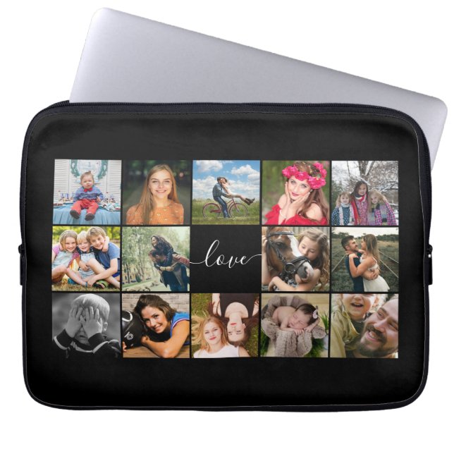 Photo Collage Love Script Laptop Sleeve (Voorkant)