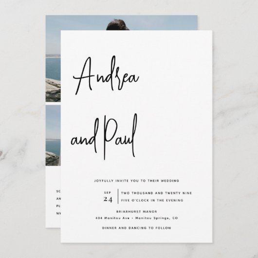 Photo Collage Mariage | Invitations de code Qr (Devant / Derrière)