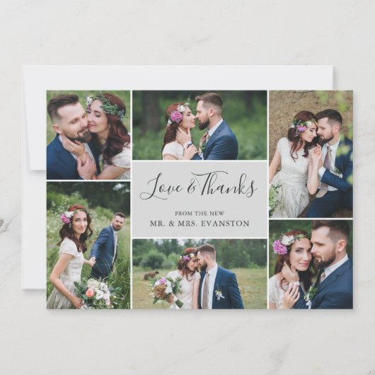 Photo Collage Mariage Merci plat | Gray (Devant)
