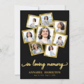 Photo Collage Memorial Funeral Cartes Pour Service (Devant)
