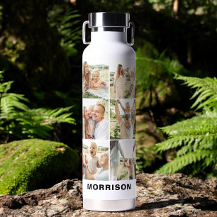 Photo Collage Monogram Gepersonaliseerde Familie Waterfles