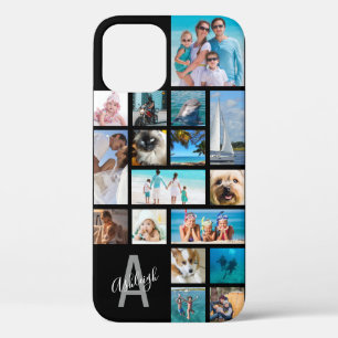 Photo Collage Monogramme Nom 17 Photos Coque noir-