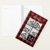 Photo Collage - Monogramme Rouge Buffle Noir Plaid (Devant avec enveloppe)