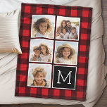 Photo Collage Monogramme Rouge Buffle Noir Plaid<br><div class="desc">Arrière - plan inclut un Motif chèque manly en option - Utilisez cinq photos de carré Instagram ou vraiment n'importe quelle image pour créer un cadeau unique et personnel. Ou vous pouvez garder le chiot hipster et faire un gardien branché. Si vous avez besoin d'ajuster les images, cliquez sur l'outil...</div>