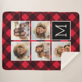 Photo Collage Monogramme Rouge Buffle Noir Plaid (Devant (Horizontal))