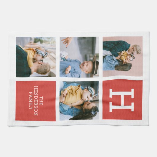 Photo Collage Monogramme Serviette de cuisine mode (Horizontal)