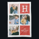 Photo Collage Monogramme Serviette de cuisine mode<br><div class="desc">Collage photo moderne avec votre monogramme et votre nom.</div>