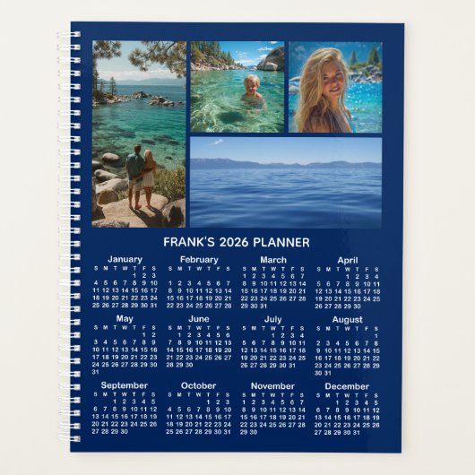 Photo Collage Navy and White 2026 Calendar (Devant)